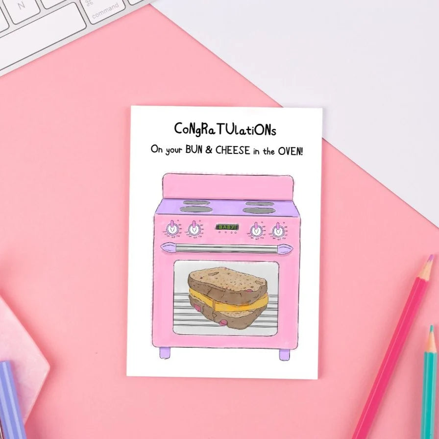 KitsCH Noir Bun & Cheese in the Oven Greeting Card